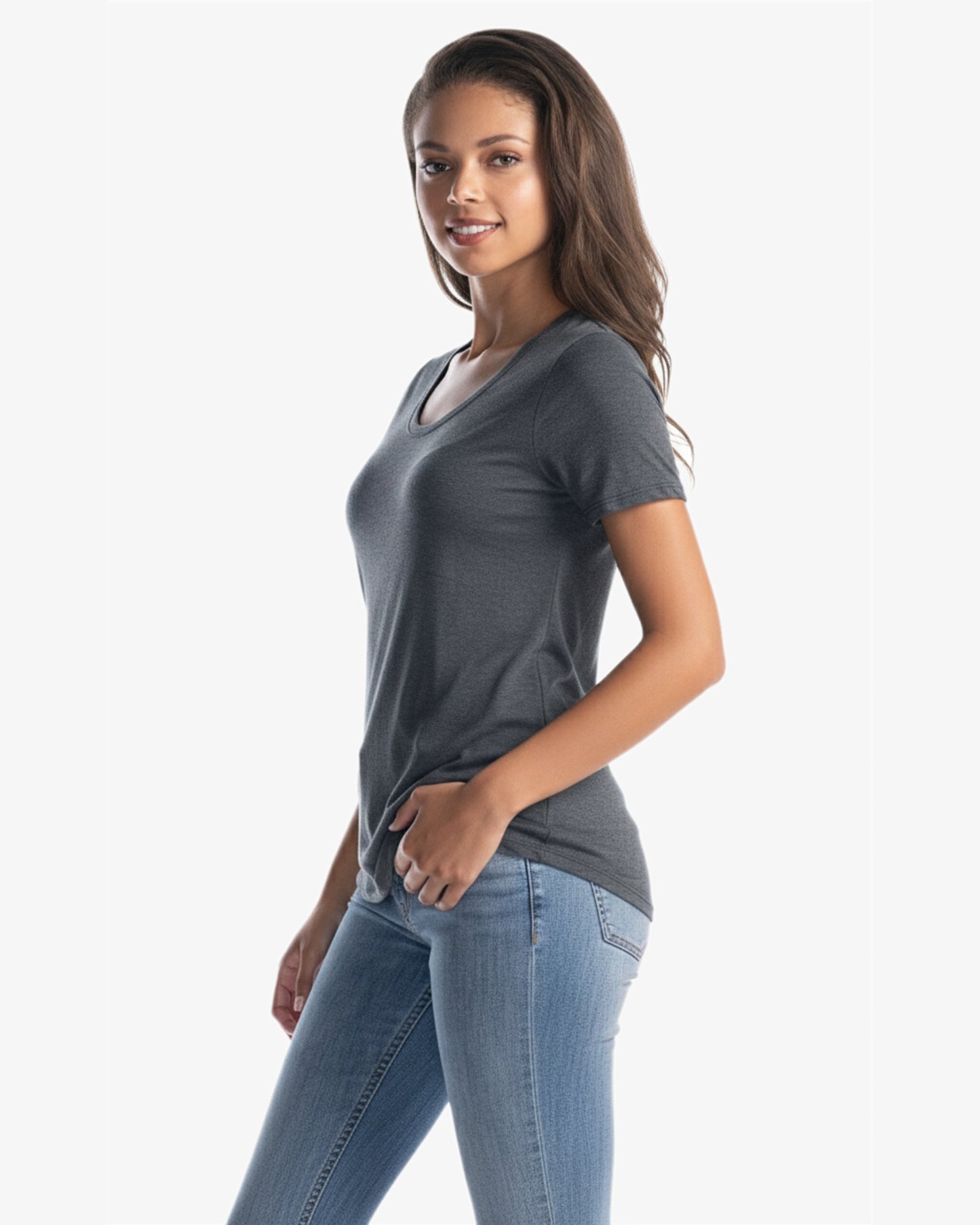 Ladies Bamboo Tri-Blend Scoop Bottom T-Shirt