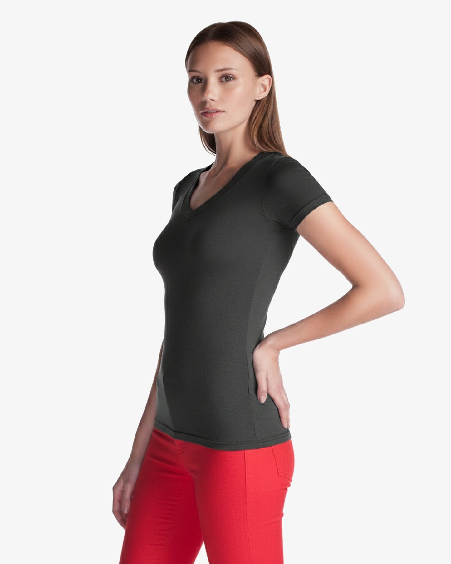 Bamboo Stretch Deep V Neck