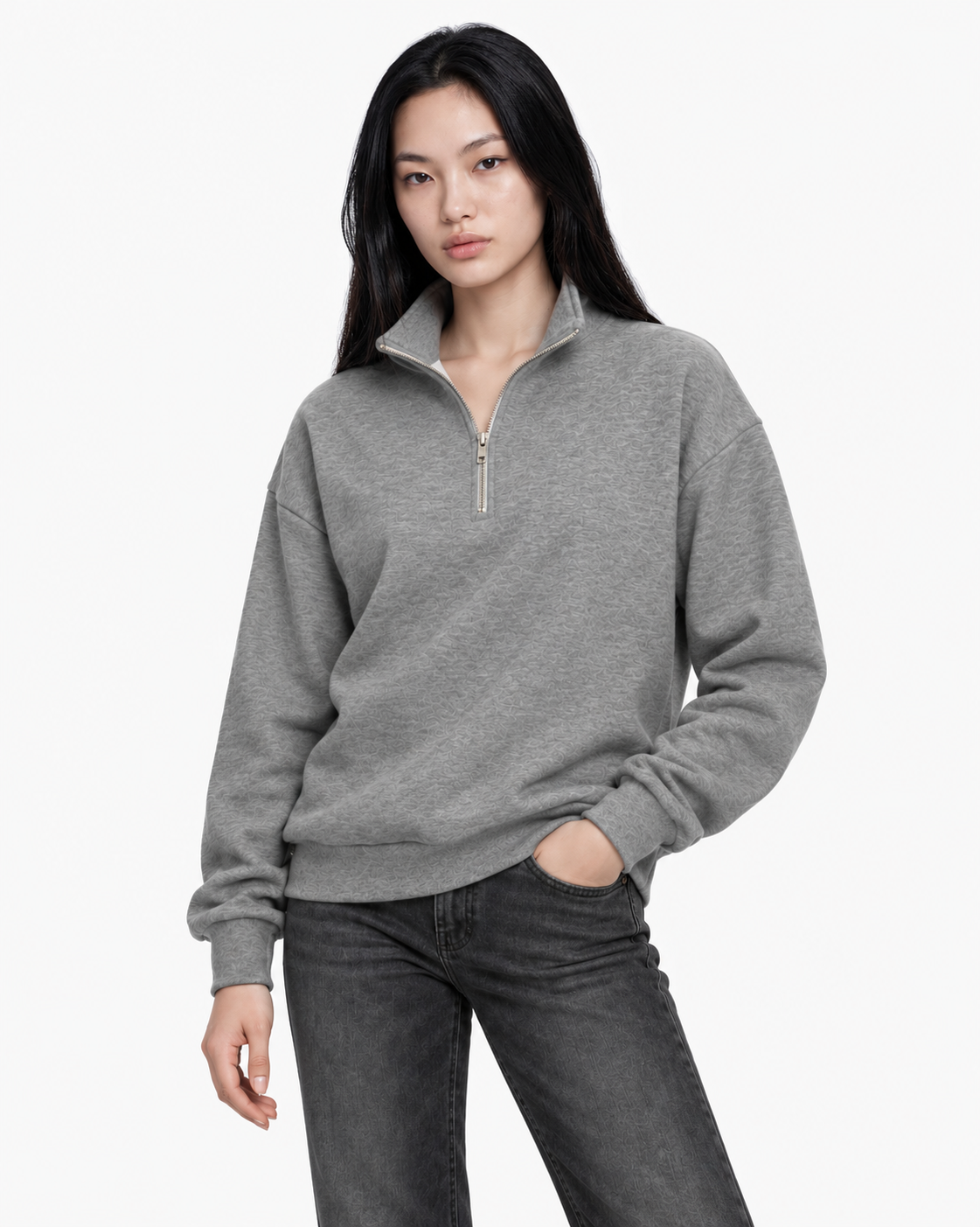 Unisex Dropshoulder Quarter Zip Sweatshirt