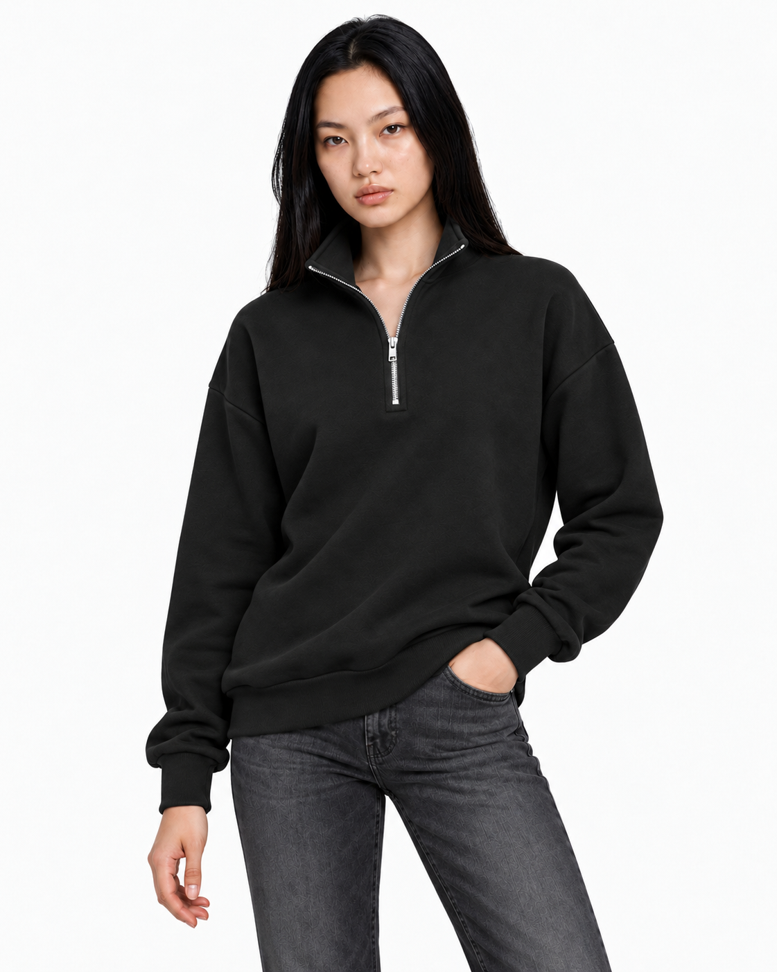Unisex Dropshoulder Quarter Zip Sweatshirt