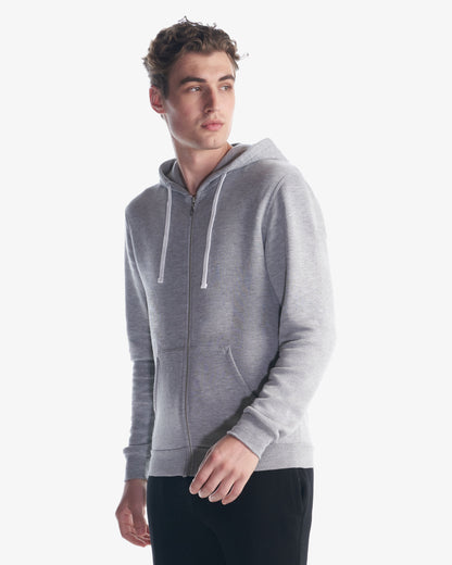 Unisex Three-End Bamboo Full Zip Hooded Sweatshirt