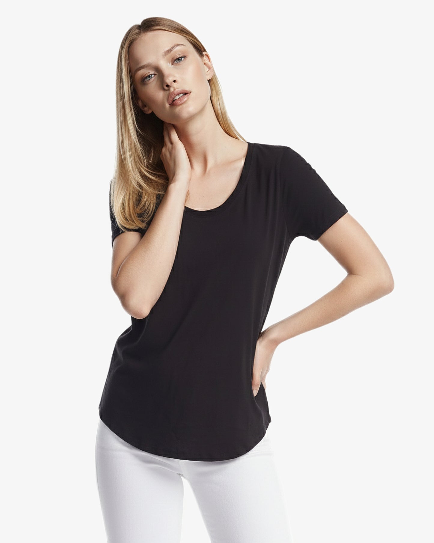 Ladies Bamboo Relaxed Fit Scoop Bottom T-Shirt