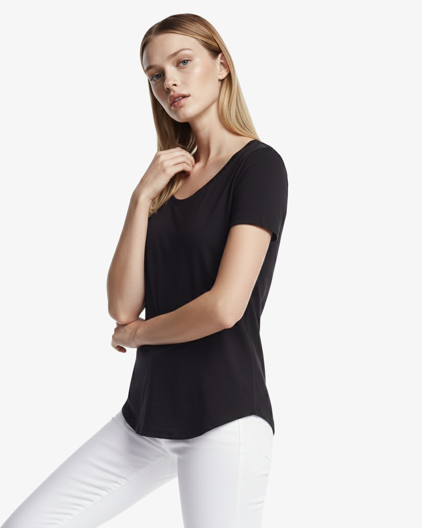 Ladies Bamboo Relaxed Fit Scoop Bottom T-Shirt