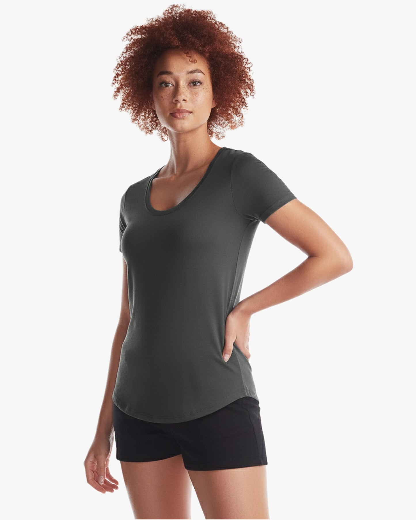 Ladies Bamboo Relaxed Fit Scoop Bottom T-Shirt