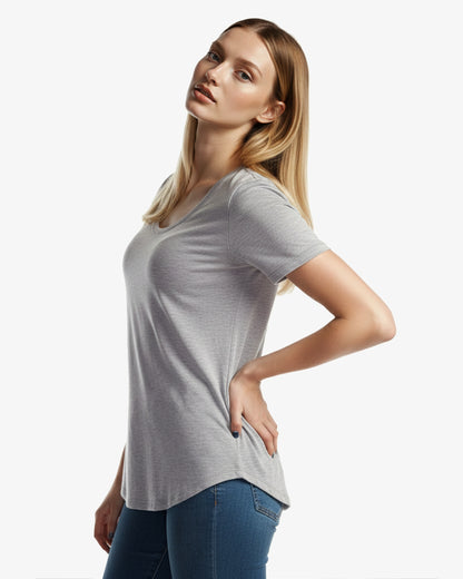 Ladies Bamboo Relaxed Fit Scoop Bottom T-Shirt