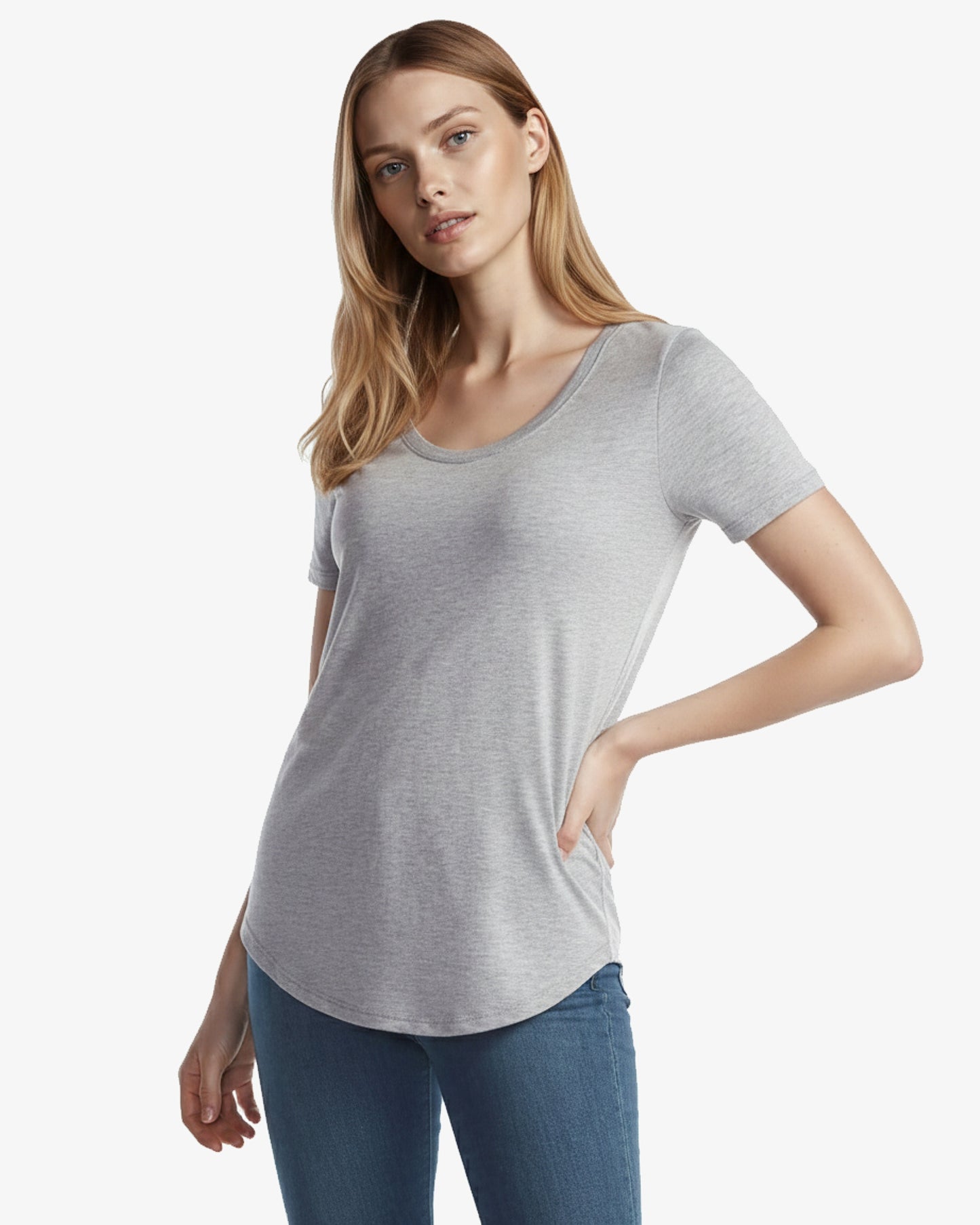 Ladies Bamboo Relaxed Fit Scoop Bottom T-Shirt