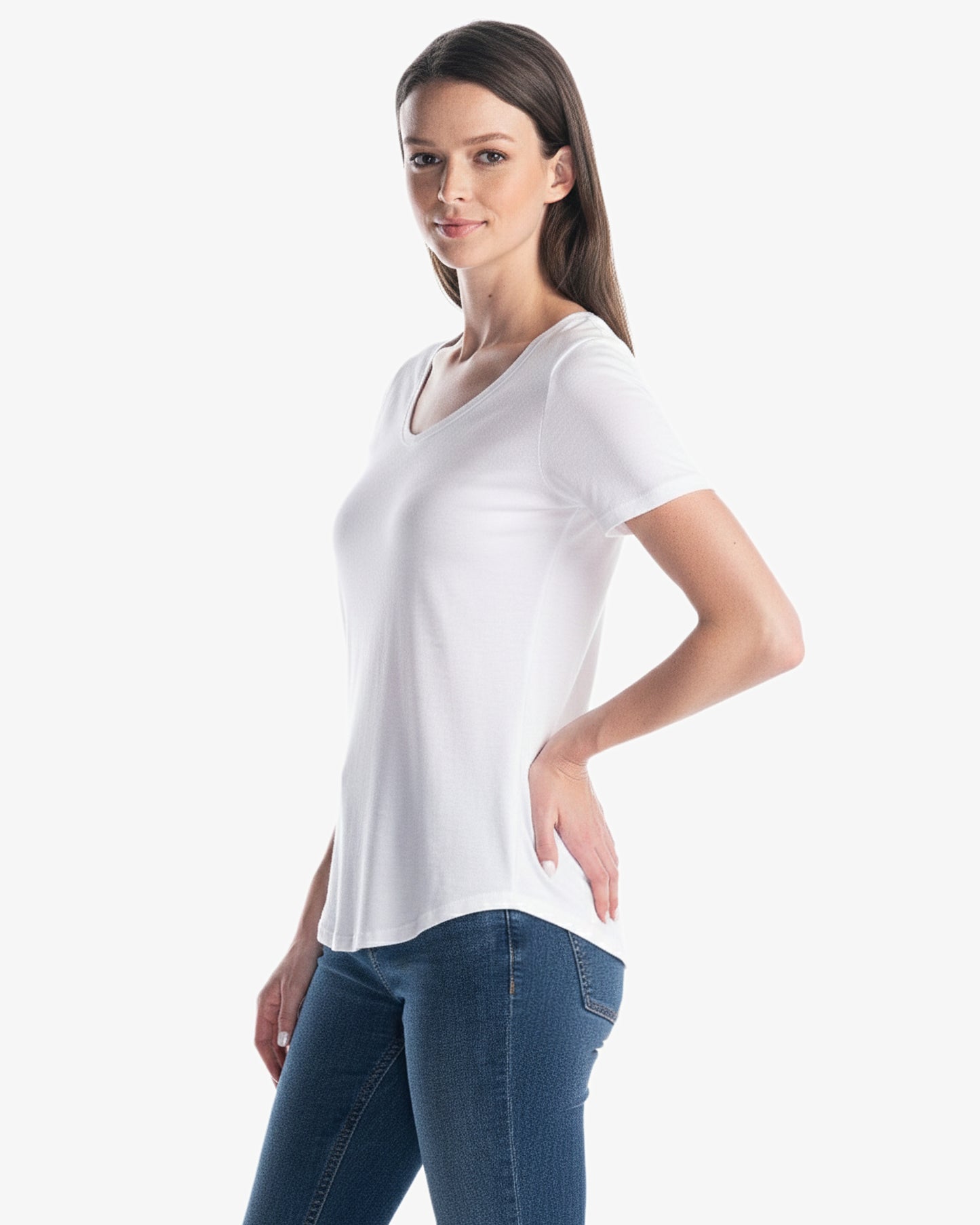 Ladies Bamboo Relaxed Fit Scoop Bottom T-Shirt