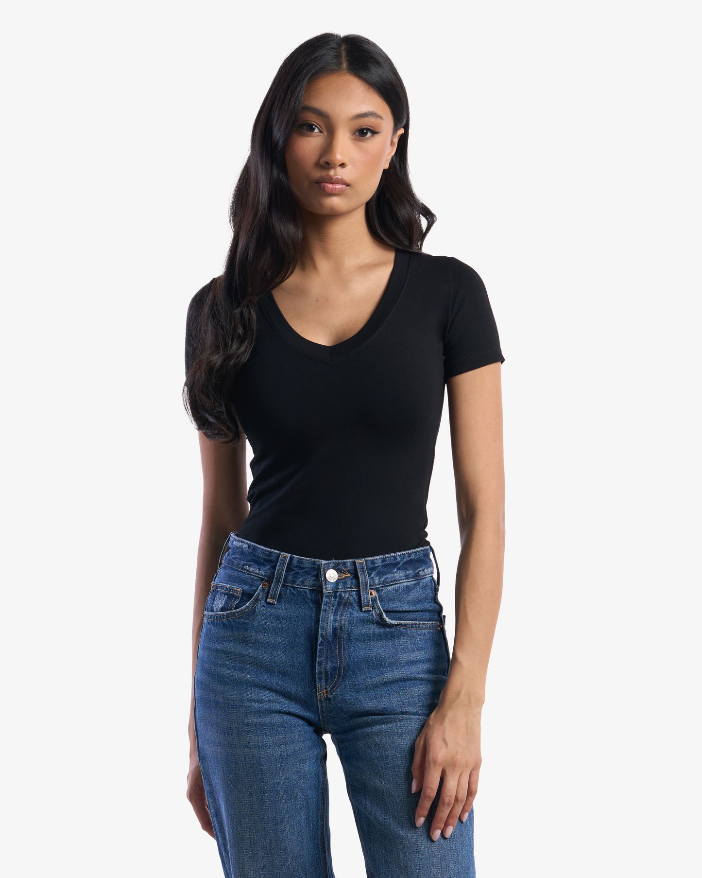 Bamboo Stretch Deep V Neck