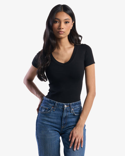 Bamboo Stretch Deep V Neck