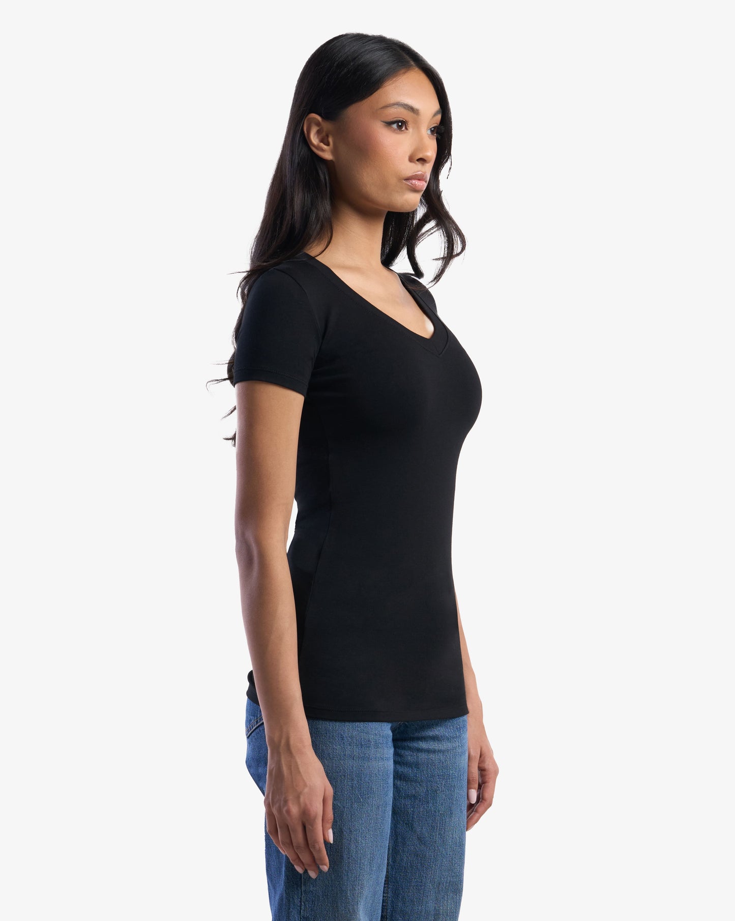 Bamboo Stretch Deep V Neck