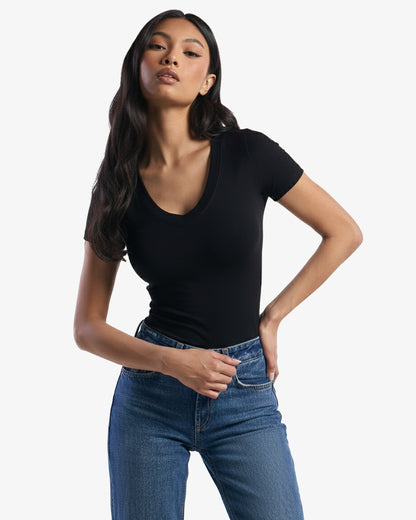 Bamboo Stretch Deep V Neck
