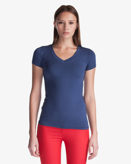 Bamboo Stretch Deep V Neck