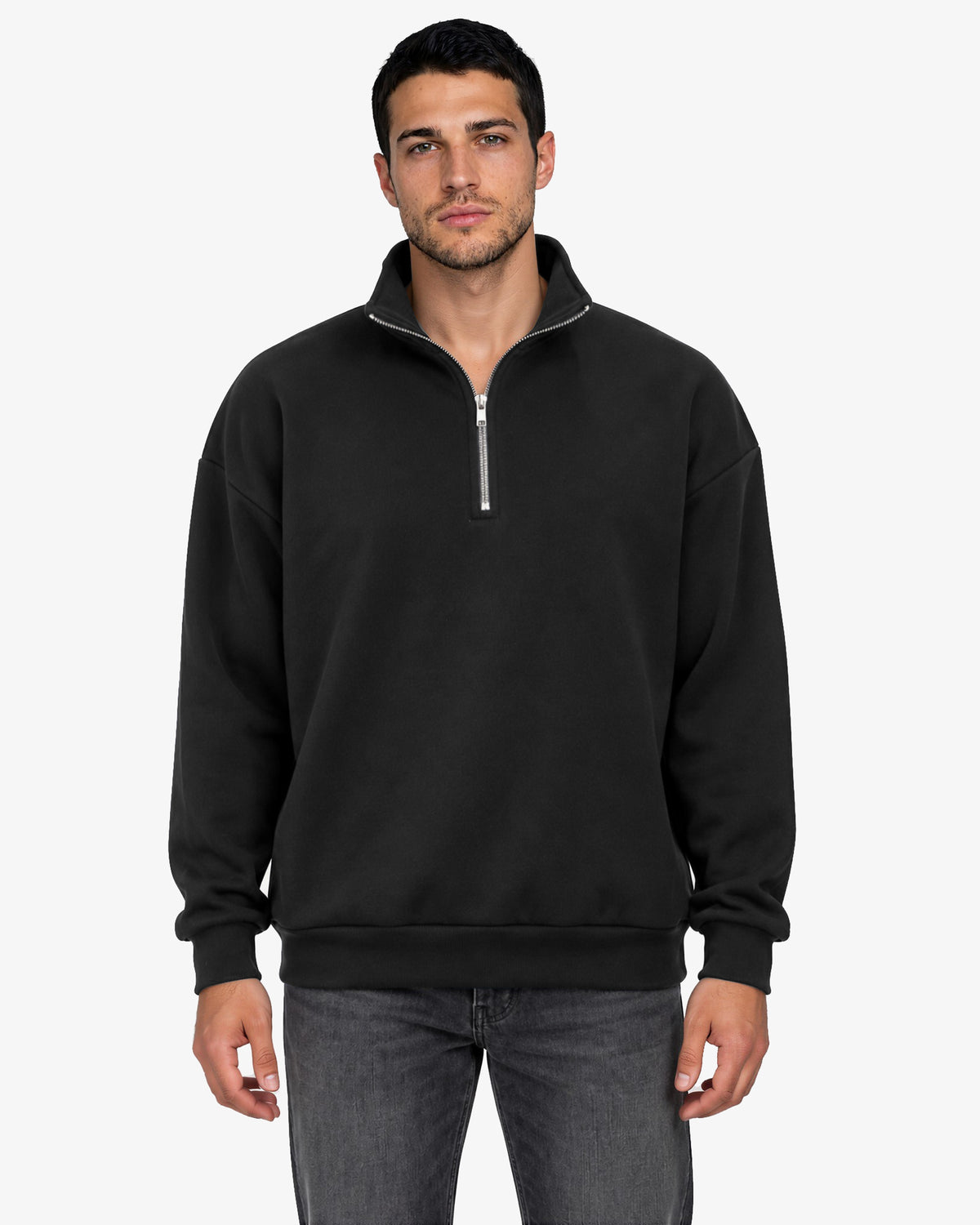 Unisex Dropshoulder Quarter Zip Sweatshirt