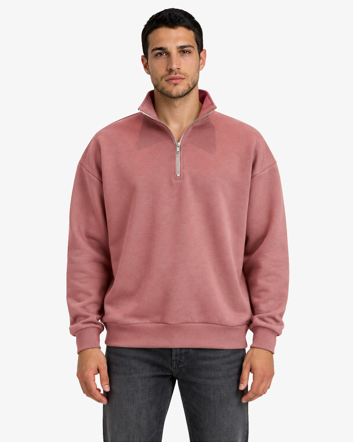 Unisex Dropshoulder Quarter Zip Sweatshirt