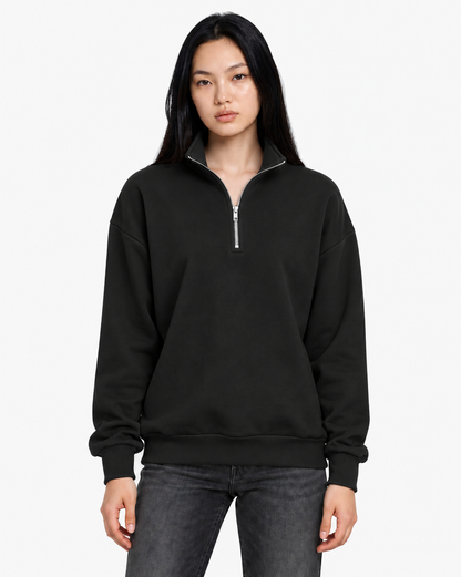 Unisex Dropshoulder Quarter Zip Sweatshirt