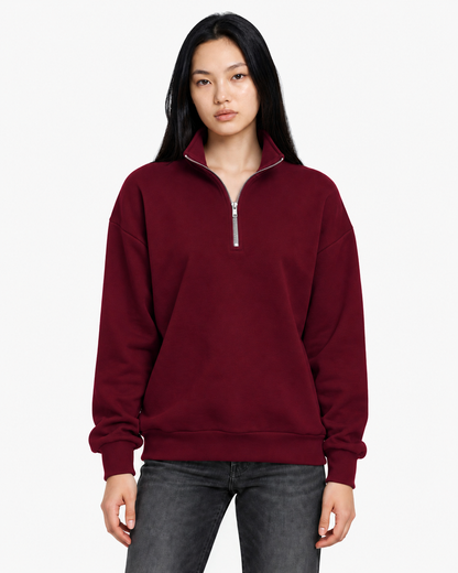 Unisex Dropshoulder Quarter Zip Sweatshirt