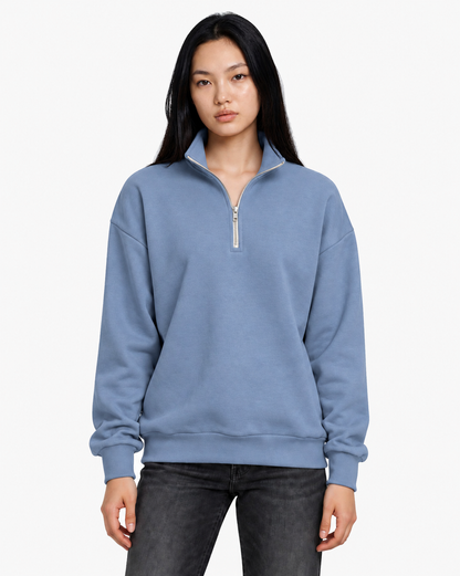 Unisex Dropshoulder Quarter Zip Sweatshirt