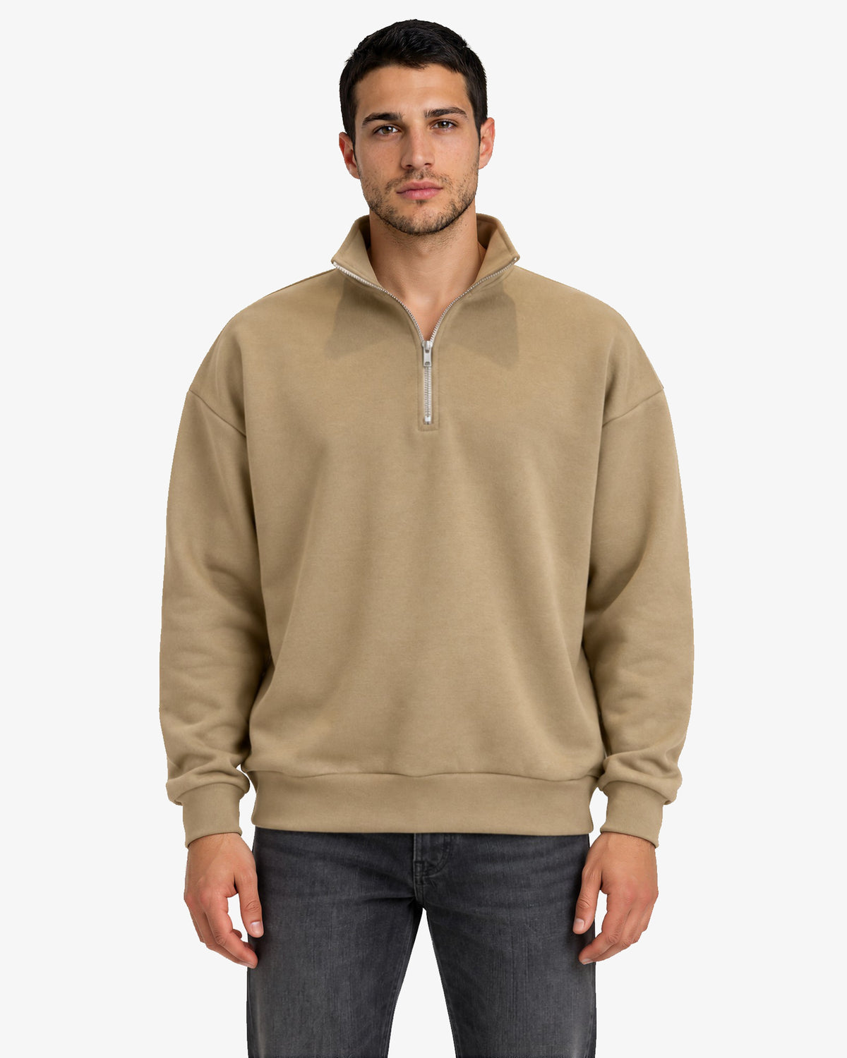 Unisex Dropshoulder Quarter Zip Sweatshirt