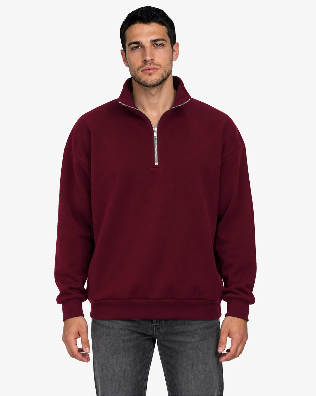Unisex Dropshoulder Quarter Zip Sweatshirt