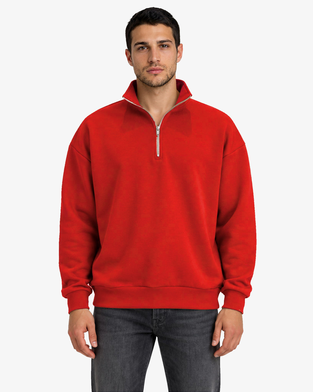Unisex Dropshoulder Quarter Zip Sweatshirt
