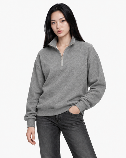 Unisex Dropshoulder Quarter Zip Sweatshirt