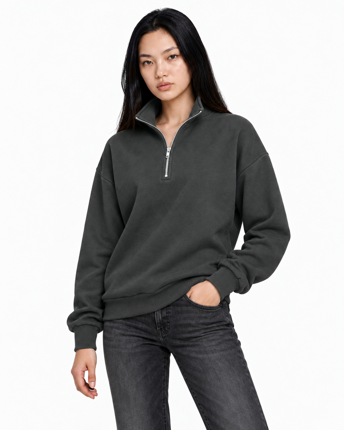 Unisex Dropshoulder Quarter Zip Sweatshirt