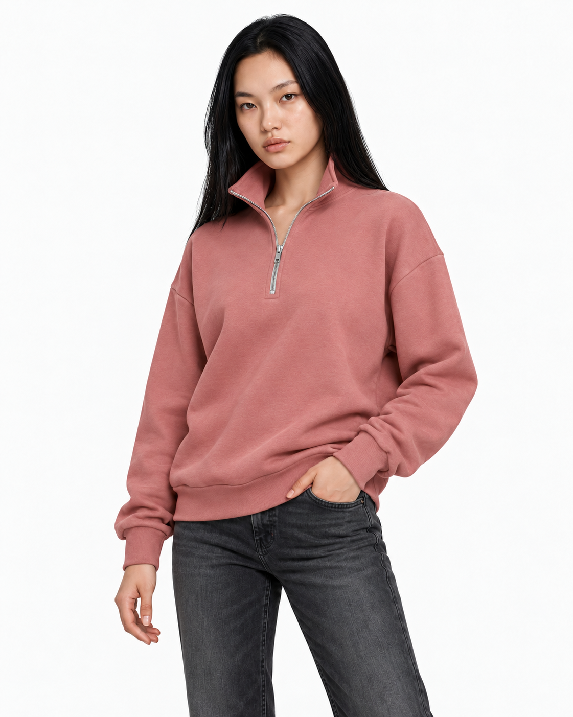 Unisex Dropshoulder Quarter Zip Sweatshirt