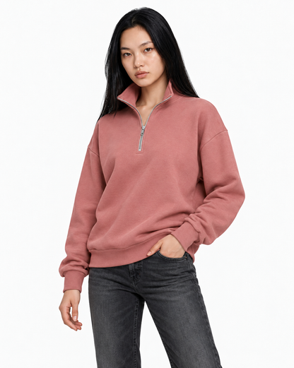 Unisex Dropshoulder Quarter Zip Sweatshirt