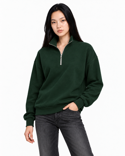 Unisex Dropshoulder Quarter Zip Sweatshirt