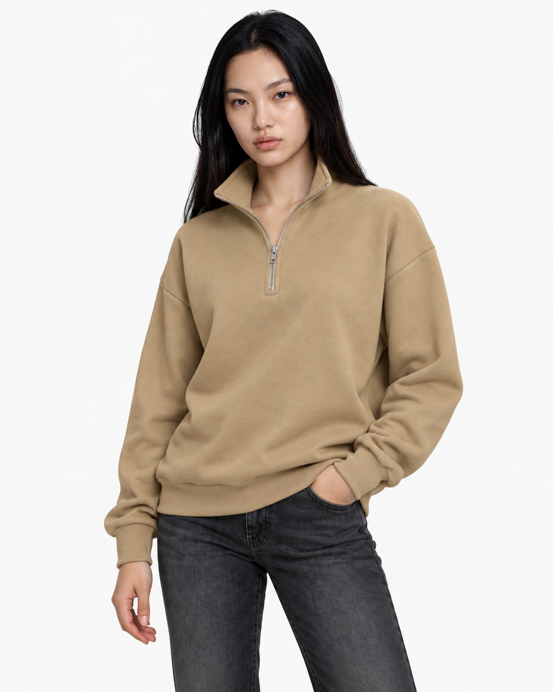 Unisex Dropshoulder Quarter Zip Sweatshirt