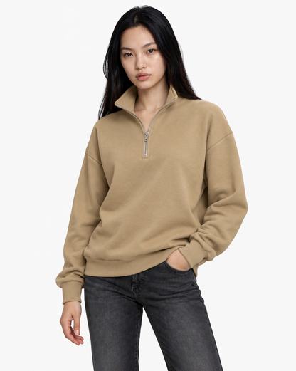 Unisex Dropshoulder Quarter Zip Sweatshirt