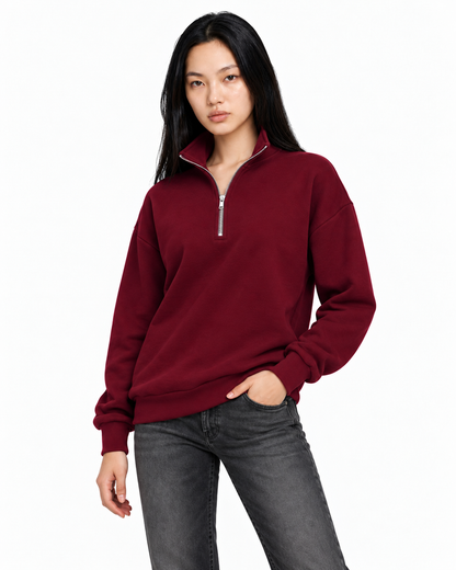 Unisex Dropshoulder Quarter Zip Sweatshirt