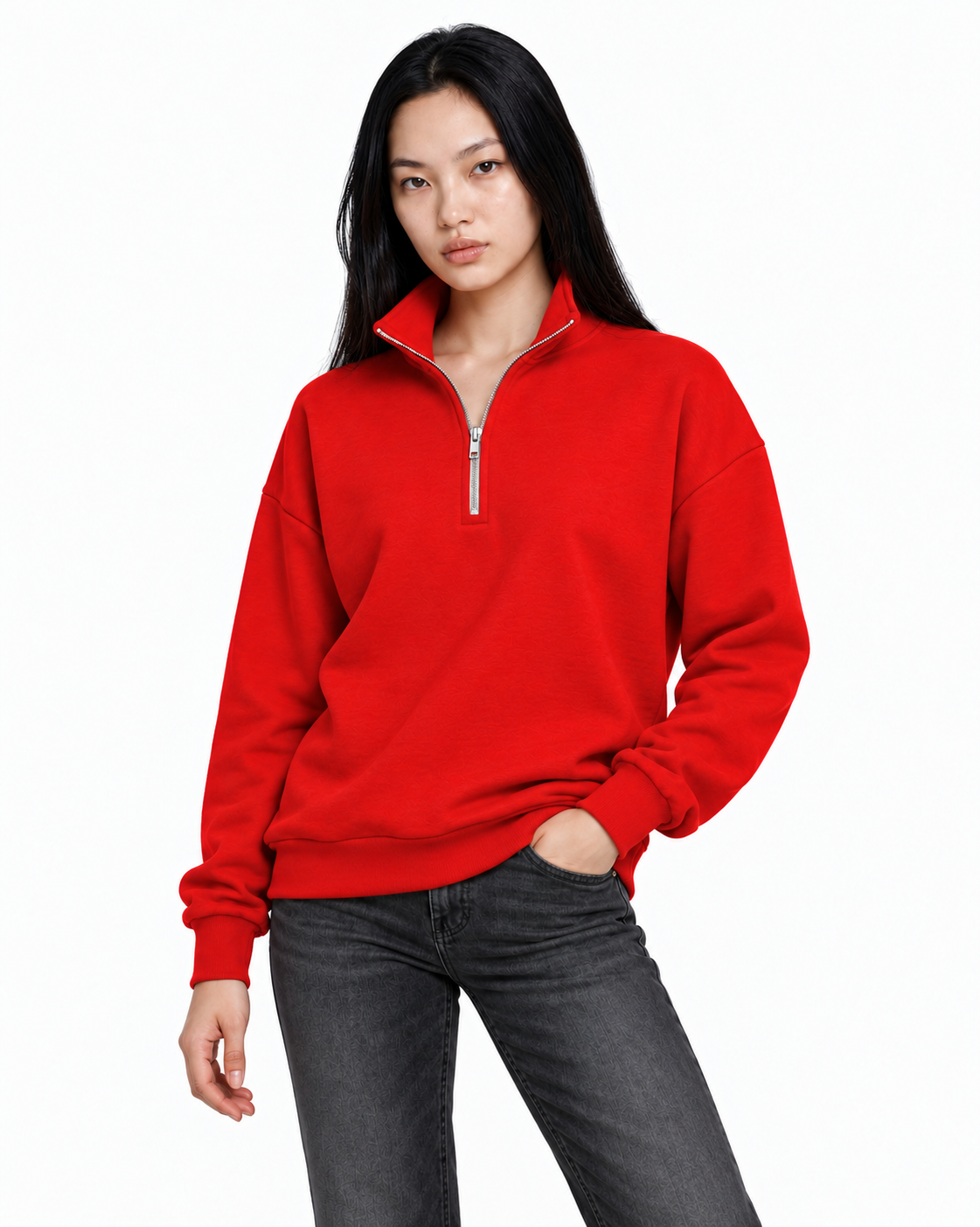 Unisex Dropshoulder Quarter Zip Sweatshirt
