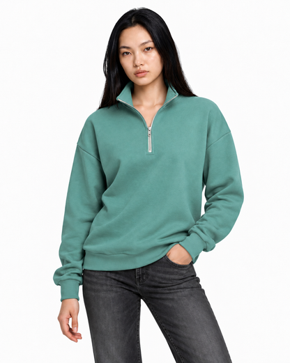 Unisex Dropshoulder Quarter Zip Sweatshirt