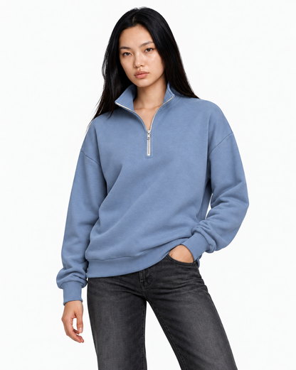 Unisex Dropshoulder Quarter Zip Sweatshirt